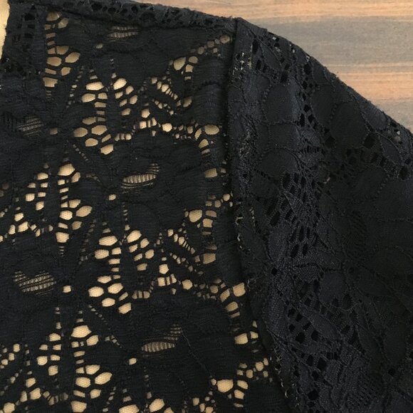 [Jessica] Black Lace Overlay Peplum Blouse | LP / 16P | Good - Picture 7 of 11